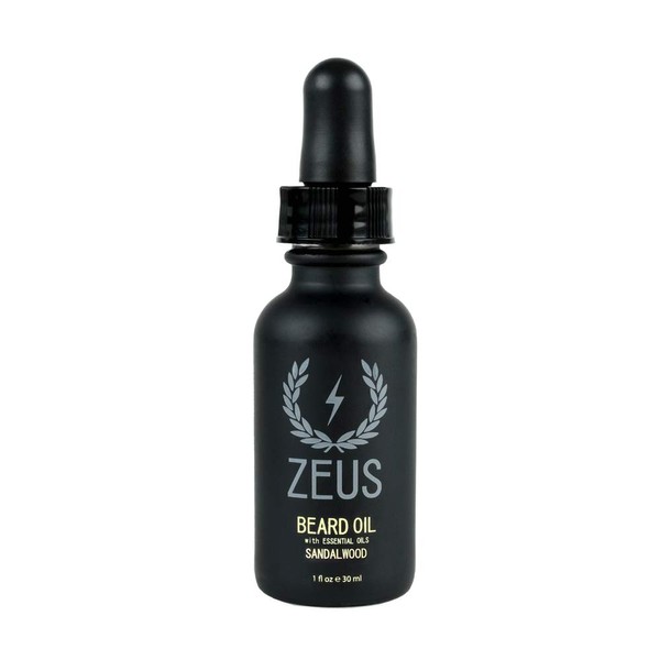 ZEUS Beard Oil for Men - 1 oz - All-Natural Beard Conditioning Oil to Soften Beard and Mustache Hairs (Sandalwood)