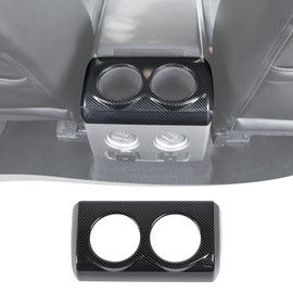 Voodonala for Ford F150 Raptor 2009-2014 Center Console Armrest Box Rear WaterCup Holder Panel Cover Compatible with Ford F150 Raptor 2009-2014(ABS,Carbon Fiber Black)