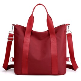 GOQUFOY Nylon Crossbody Bags for Women Work Red Shoulder Tote Bag with Zipper Pockets Compartment Waterproof Laptop Messenger Bag Satchel Women's Handbags Large Purses Travel Trendy Ladies Hobo Bags