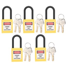 5 Locking Tag Lockout Sets, Locking Tag Lockout Locks, Nylon Engineered Security Padlocks for Industrial Site Indoor and Outdoor Locks (38mm)(Yellow)