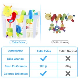 Juguete de Carriola, Juguetes Colgantes de Actividades Talla Grande en Espiral para Niño, Juguete de Peluche de Gusano Juguetes de Felpa de Seguridad en Espiral, Juguete de Asiento de Coche para Niños