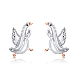 CUPENDA Sterling Silver Duck Stud Earrings - Farm Animal Jewelry for Women