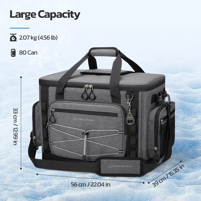 Maelstrom 80 Can Soft Sided Cooler Bag, Insulated Hard-Bottom, Leakproof,