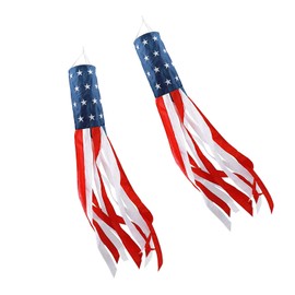 2-Pack American Flag Windsock of 60inch, Stars & Stripes USA Patriotic Decorations Embroidered Stars - Fade Resistant Patriotic Wind Socks Decorations (Red - 2pack, 60inch)