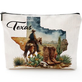 Sitsink Texas Cowboy Gifts Makeup Bags - Western Cowboy Horse Cow Bone Cactus Texas Travel Essentials Must Have, Western Gift for Women