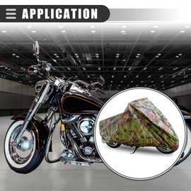 Motoforti Universal Motorcycle Cover, Motorbike Cruisers Rain Cover, XL Size, Outdoor Waterproof Dustproof Protective, 190T Polyester, Camouflage