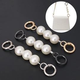 BetterJonny 3 Colors Pearl Bag Chain, 5.1 inches (13 cm), Handle, Replacement Chain, Shoulder Chain, Pearl Strap, Bag, Extension Chain, DIY Ladies' Handle, Handbag, Chain