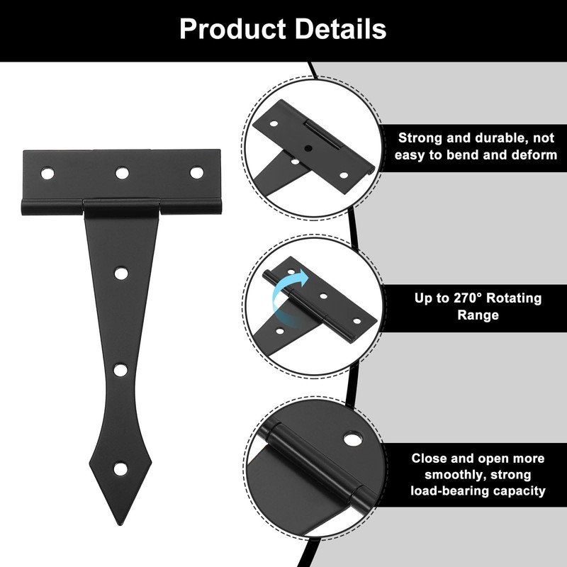 sourcing map 4 Inch Door Tee Hinge, 2Pcs t Strap
