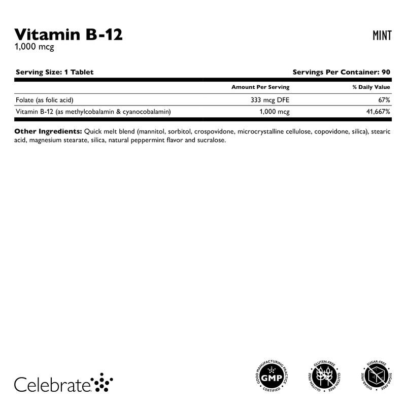 Celebrate Vitamins Vitamin B-12 Quick Melt Tablets, 1000 mcg with