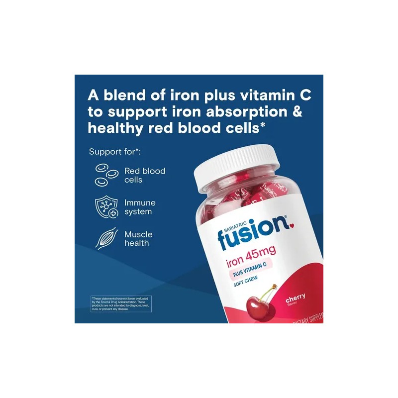 Bariatric Fusion Hierro Vitamina C Masticable 60 Chews Cereza Nutricional