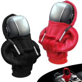 Hpbaggy 2 Stück Auto Schaltknauf Abdeckung,Schalthebel Hoodie Schwarz Rot,Kreative Lustige Schaltknauf Hoodie Abdeckung,Universelles Autozubehör,Schalthebel Staubdichter Schutz (Schwarz + Rot)
