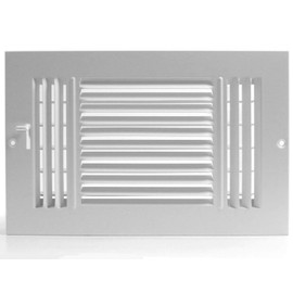 HVAC Premium 8x6 Duct Opening 3-Way AIR Supply Grille - Vent Cover & Diffuser - Flat Stamped Face - White [Outer Dimensions: 9.75"w X 7.75"h]