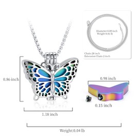 Oinsi Butterfly Cremation Jewelry For Ashes For Women Stainless Steel Memorial Locket Necklace Pet Keepsake Pendant Jewelry Fashion Necklace, Metal, No Gemstone
