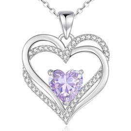 CDE Necklaces for Women 925 Sterling Silver, Jewelry Birthstone Heart Pendant Necklace Anniversary Birthday Christmas Jewellery Gifts for Women Mum Girls Her Sister