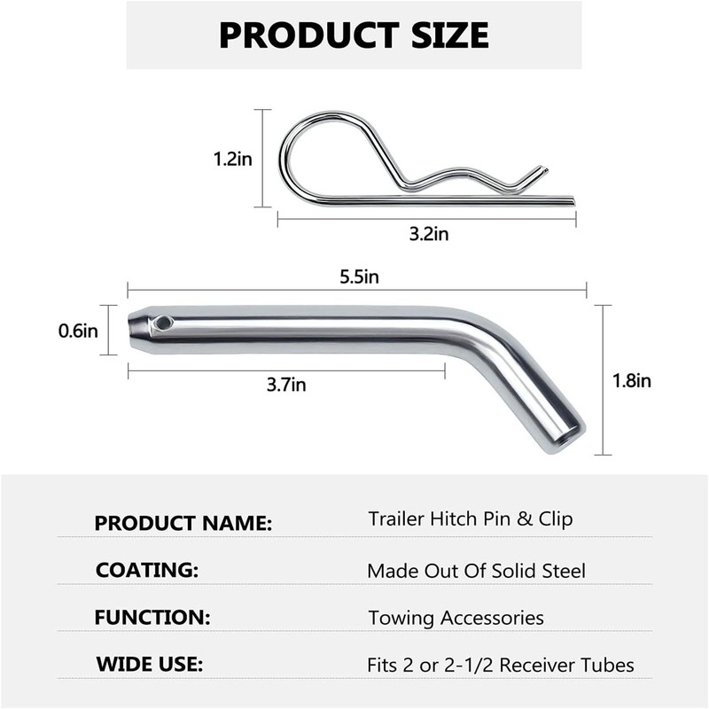 XIANZHAO Trailer Hitch Pin & Clip with Grooved Head, 5/8-Inch