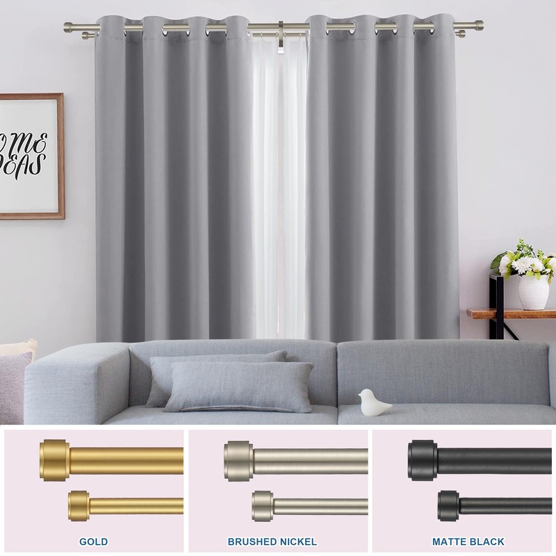 Lwiiom Double Curtain Rods with Aluminum Bouquet Brackets and End