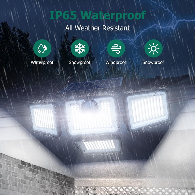 3000LM Solar Lights outdoor, 413 LEDs 4 Adjustable Heads Solar
