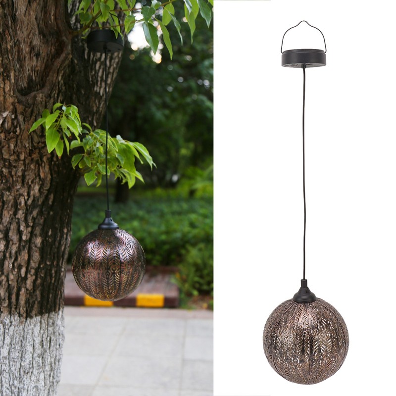 5.9in Solar Lantern Garden Garden LED Solar Hanging Lights Round