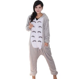 iLoveSIA Mens Winter Long Sleeve Totoro Flannel Onesie Pyjamas XL, gray