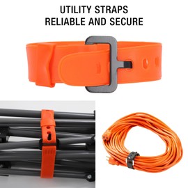 Rubber Utility Straps Quick Release Cam Buckle Tie Down Straps, Lightweight & Durable, Short Style, Set of 3, for Organization & Gear Securing (Orange)