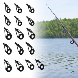 RTRTGS Pack of 16 Rod Tips Repair Kit, Fishing Rod Repair Tip Ring, Ceramic Guide Rings to Replace the Top Ring of the Fishing Rod Head (8 Different Sizes)