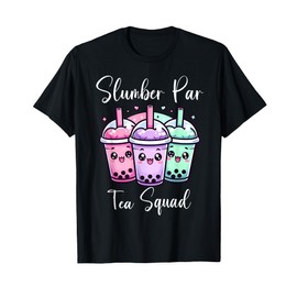 Cute Slumber Party Squad Girls Sleepover Squad Boba Tea Pun T-Shirt