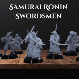 Forged Terrain Japanese Samurai Ronin Set Miniatures, Tabletop Wargames Swordsmen Figures, Unpainted, Wargaming Feudal Figurines Samurai Nippon Starter Army