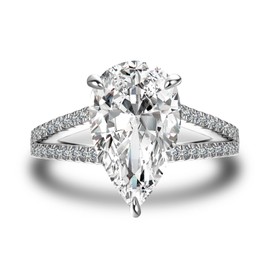 Effinny 3.5ct Crushed Ice Elongated Pear Shaped Engagement Ring,Split Shank 925 Sterling Silver Simulated Diamond Promise Ring for Wedding,Daily,Travel, Sterling Silver, Cubic Zirconia