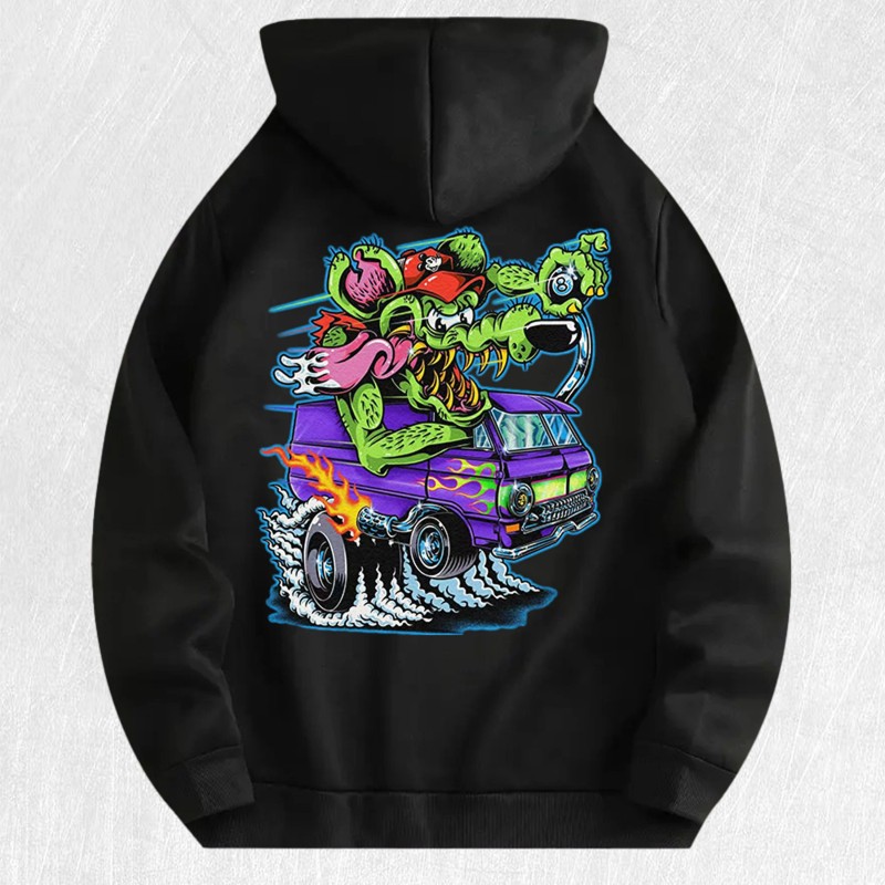 Rat Fink Van Graphic Hoodie 100% Cotton US Warehouse 7