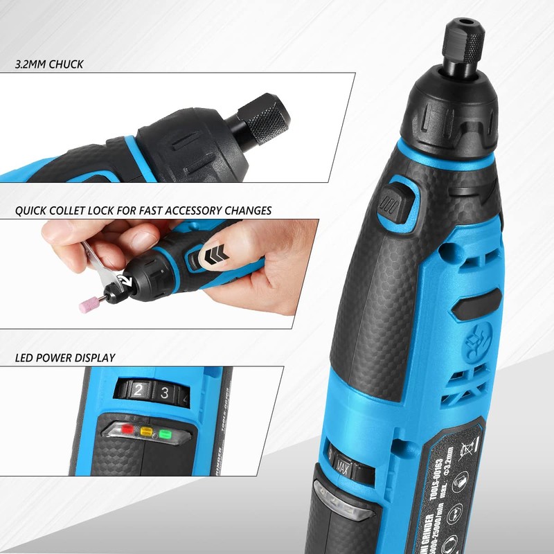 DNA MOTORING TOOLS-00163 Cordless Rotary Tool 12V Variable Speed Rechargeable