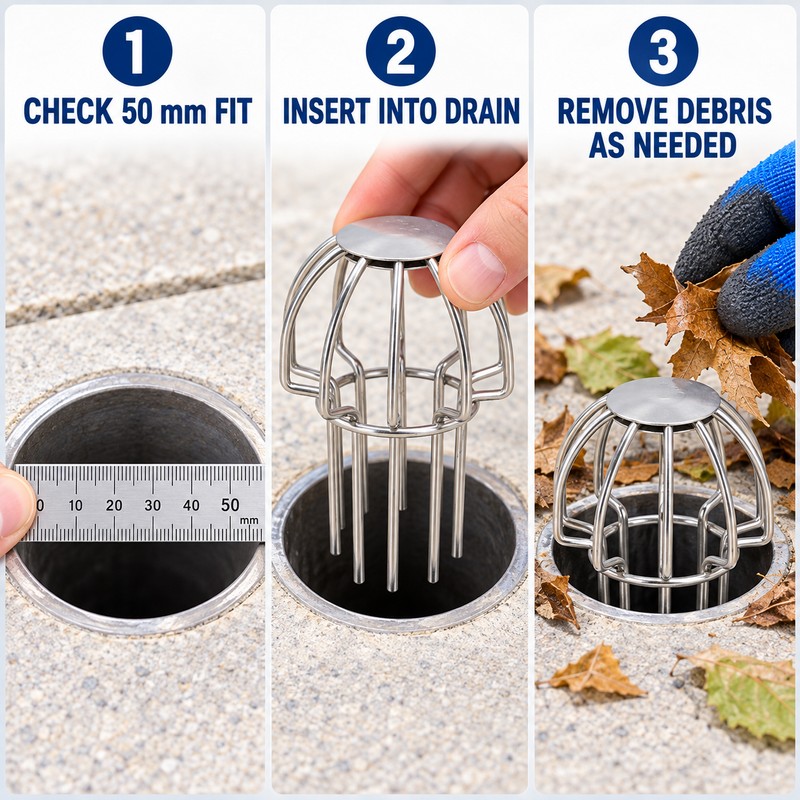 304 Stainless Steel Roof Drain Leaf Guard, 50–160mm Anti-Clog Strainer