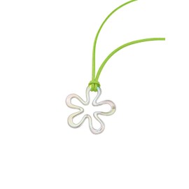 OJERRY Y2K Kawaii Harajuku Summer Aesthetic Green Cord Choker Hologram Chunky Flower Floral Necklaces Jewelry Accessories Coolest Romantic Gifts for Women Her Trendy Stuff