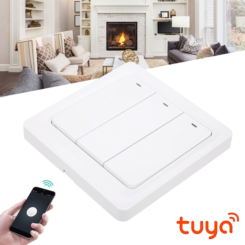 Wall Smart Light Switch Push Button Zero Fire 3 Gang