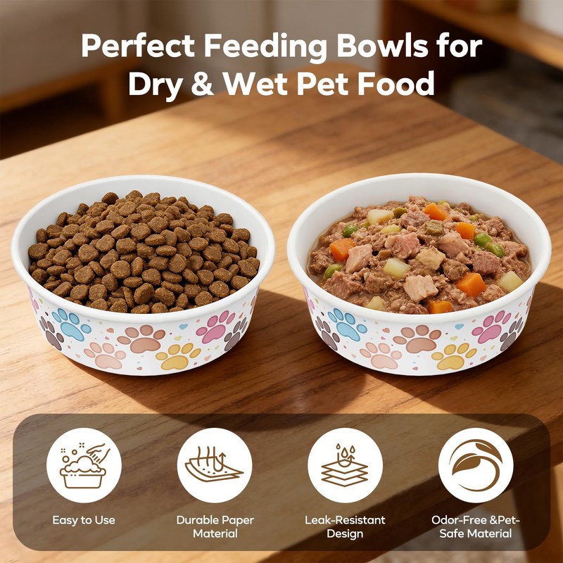 Etersky 50 Pack Disposable Dog Bowls, 16 oz Paper Pet