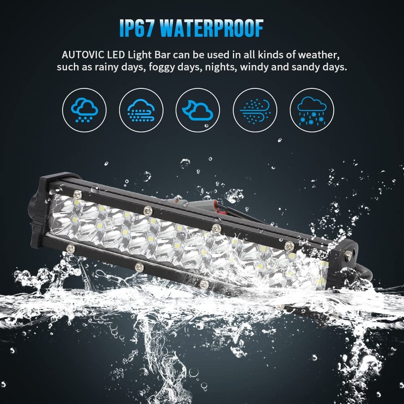 AUTOVIC Motorcycle Light Bar Kit, Universal 60W Motocross Light Bar