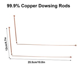 2-Piece Copper Dowsing Rods, Dowsing Rod Made of 99.9% Copper, Professional Dowsing Rods with Two Round Balls, Copper Dowsing Rod for Water Detection, Treasure Ghost Hunting