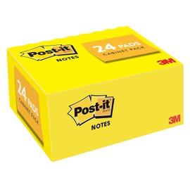 Post-it Mini Notes, 1.5 in x 2 in, 24 Pads, America's #1 Favorite Sticky Notes, Canary Yellow, Clean Removal, Recyclable (653-24VAD-B)