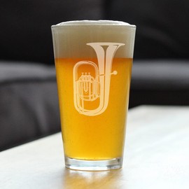 Tuba Pint Glass for Beer - Fun Tuba Gifts for Tuba Players in Band and Orchestra - 16 Oz Glasses