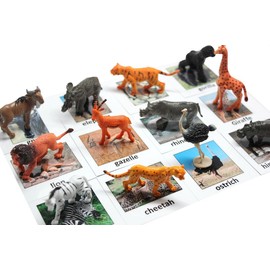 Curious Minds Busy Bags Montessori Safari Animal Match - Miniature Figurines with 2 Part Matching Cards