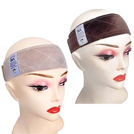 gexworldwide- Bandas de sujeción para peluca GEX, paquete de 2, banda de terciopelo flexible para la cabeza, banda ajustable para peluca, color marrón