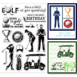 PH PandaHall Golf Clear Stamps, Sport Theme Transparent Rubber Stamps Golf Balls Trophy Clear Paper Craft Stamps for DIY Scrapbooking Card Making Decoration Photo Card Album Crafting