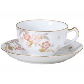 Okura Toen 1c/a682-2 Sakura Series 2 "Yuzen Cherry Blossom" Cup & Saucer, Coffee Tea, Approx. 8.1 fl oz (235 cc), Made in Japan