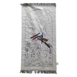 DIY Painting - Muslim Prayer Mat for Kids, Educational with Fabric Colour Pens, Ramadhan Activity, Eid Gift, Birthday Activity (Pattern 4)