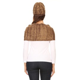 Sakkas 1756 - Theo Unisex Warm Winter Heather and stripes Knit Hat & Scarf Set - Heather brown - OS