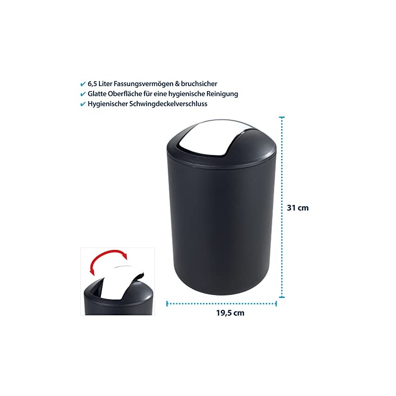 Cosmetic Bin with Swing Lid, Bathroom Bin, Shatterproof in Various