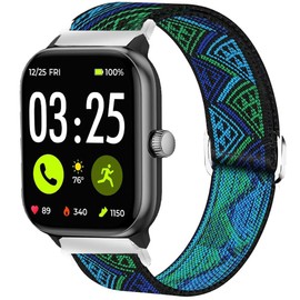 Lamshaw Compatible with Spade & Co Health Smartwatch 4 Bands, Stretch Elastics Nylon Adjustable Replacement Strap Accessories Compatible with Spade & Co Health Smartwatch 4 1.85 Inches