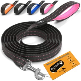 Active Pets Strong Dog Leash with Padded Handle, Durable Comfort Grip for Large & Medium Dogs, up to 6ft Adjustable Training Lead, 1 in x 4 ft, Pink