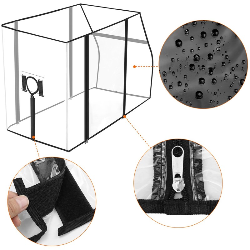 QWORK® Universal Handcart Rain Cover Transparent Rain Cover with Zip