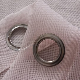 Megachest Woven fancy Voile metallic ring top Curtain 2 Panels with ties LINEN-PINK 56" wideX48 drop 2 Panels