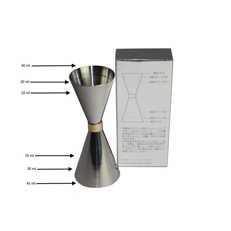 Mr Slim Jigger Cocktail Measuring Jug - Silver - 30-45ml